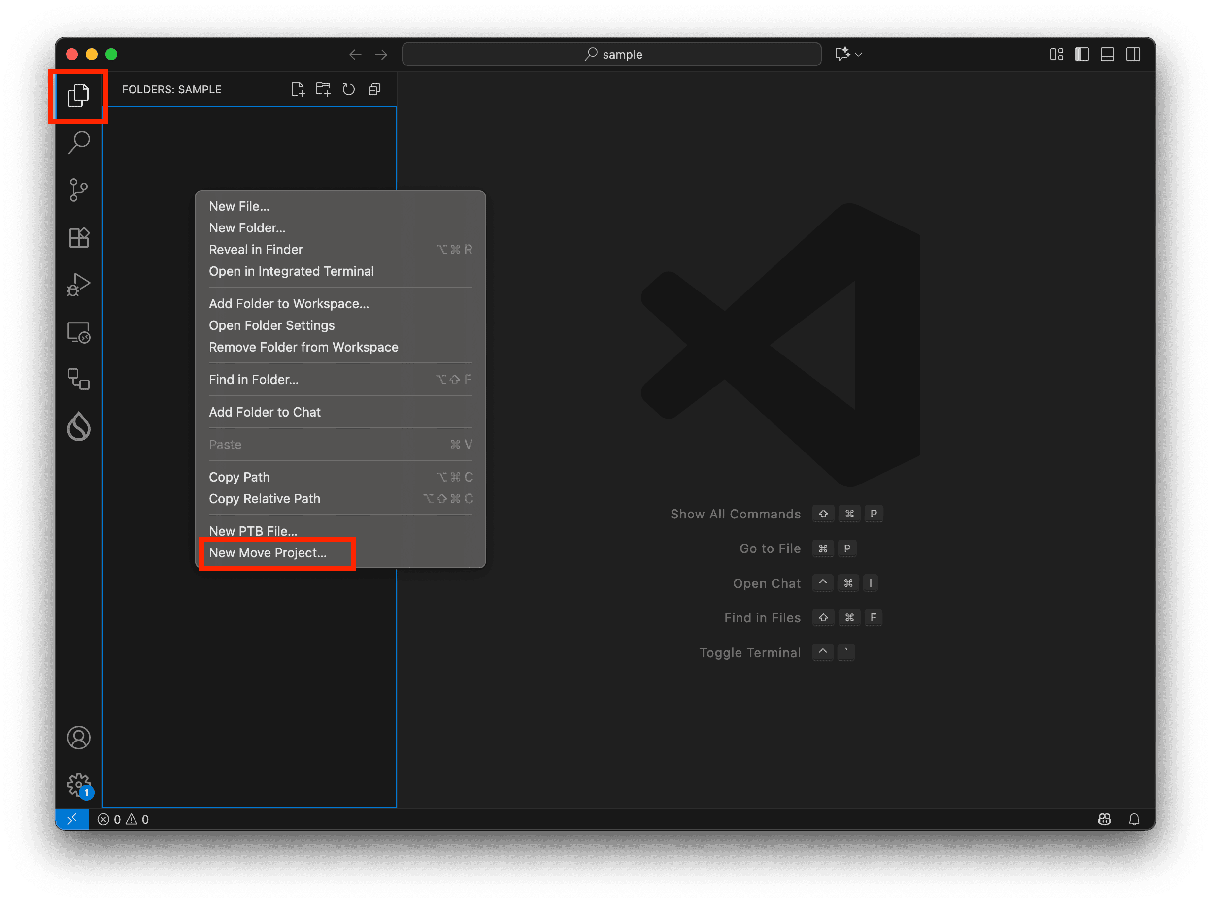 Explorer Context Menu — New Move Project
