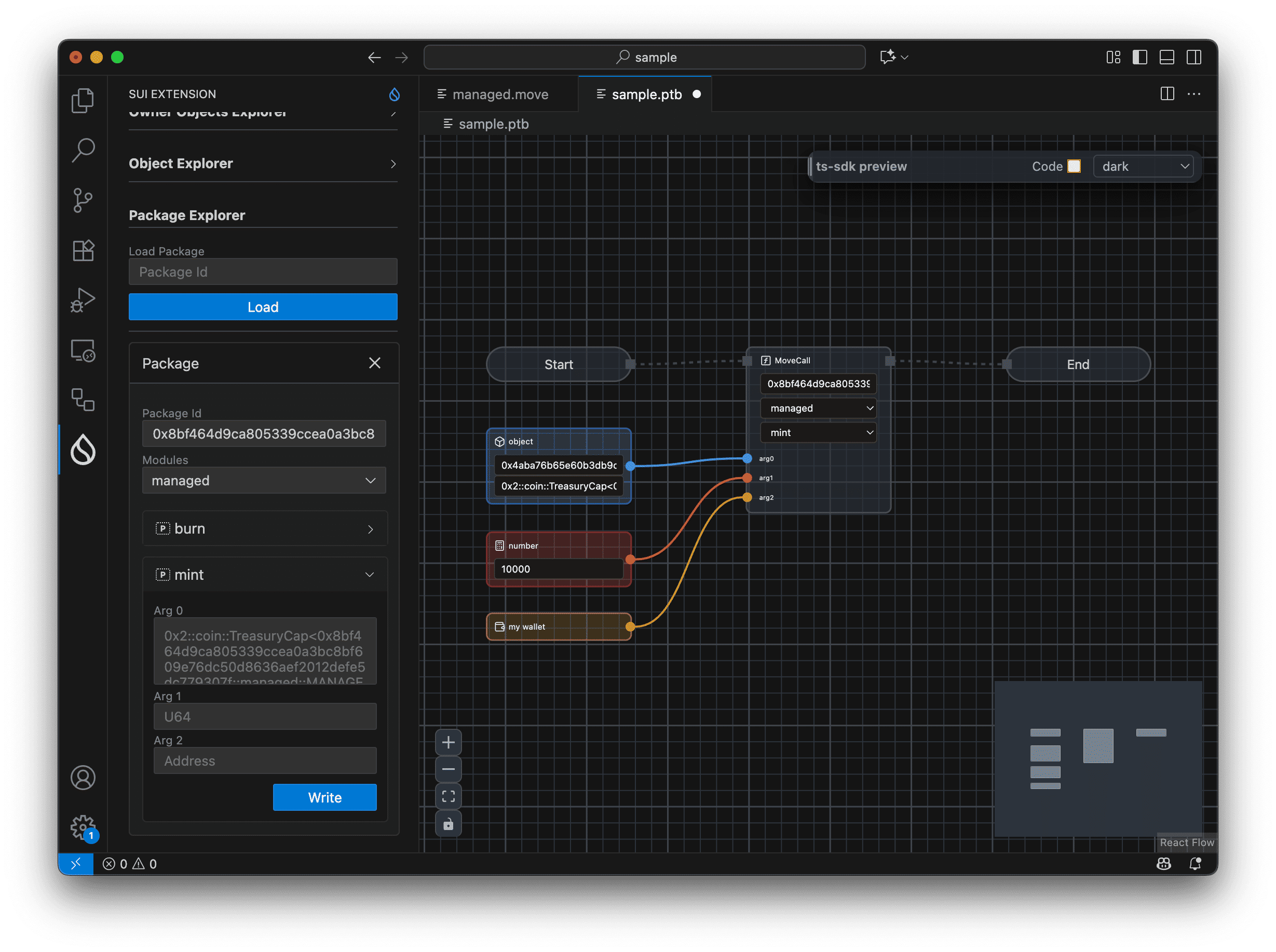 PTB Builder — Mint 実行